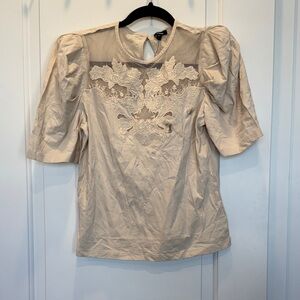 EXPRESS Women's Short Balloon Sleeves Embroidered Top Size S